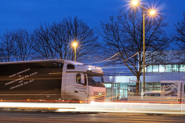 Modern logistics hub with vehicles